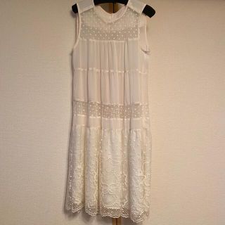 フランシュリッペ(franche lippee)のフランシュリッペ　刺繍のレースが可愛いノースリーブワンピース(ひざ丈ワンピース)