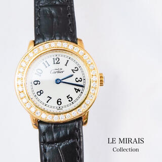 カルティエ(Cartier)の【仕上済/ベルト2色】カルティエ ロンド SM ダイヤ レディース 腕時計(腕時計)