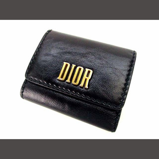 クリスチャンディオール(Christian Dior)のクリスチャンディオール 三つ折り財布 コンパクトウォレット 黒 ブラック ロゴ(長財布)
