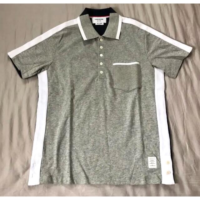 thom browne トムブラウン ポロシャツ サイズ2 グレー ×ネイビー着丈 thom browne トムブラウン ポロシャツ サイズ2 グレー ×ネイビー着丈