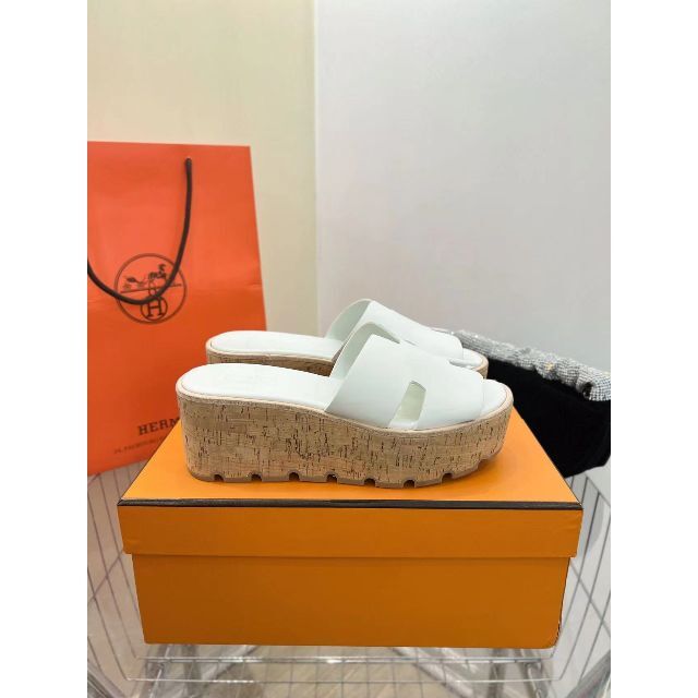 H - 超希少☆HERMES エルメス サンダル エズ 38 ホワイトの通販
