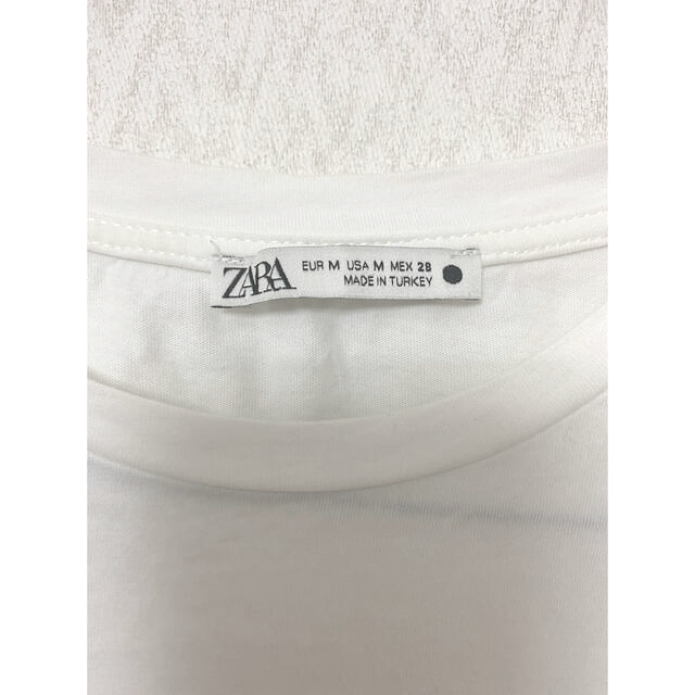 ZARA(ザラ)のZARA  コンビ素材オーガンザトップス　ホワイト　M size レディースのトップス(Tシャツ(半袖/袖なし))の商品写真