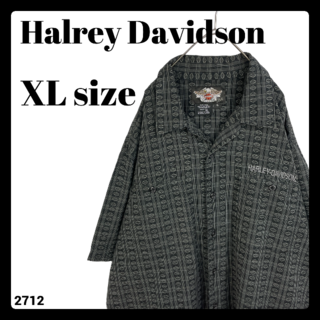【超希少】ハーレーダビッドソン エンブレムマーク 総柄 半袖 シャツ XL
