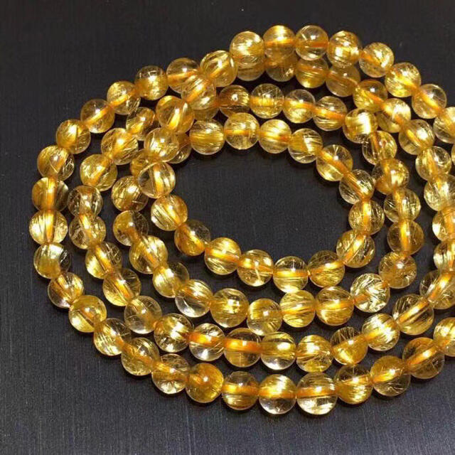 ⭐︎【天然】ゴールド ルチル クオーツ ブレスレット 5mm 新製品 35