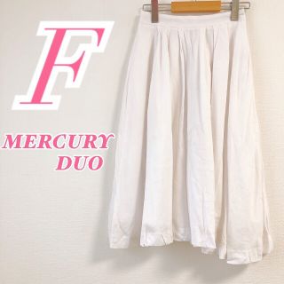 マーキュリーデュオ(MERCURYDUO)のMERCURY DUO　マーキュリーデュオ　フレアスカート　ホワイト　ギャザー(ひざ丈スカート)