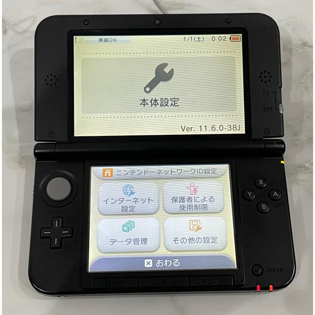 【初期化済み】3ds ll ブラック sdカード 純正充電ケーブル 1