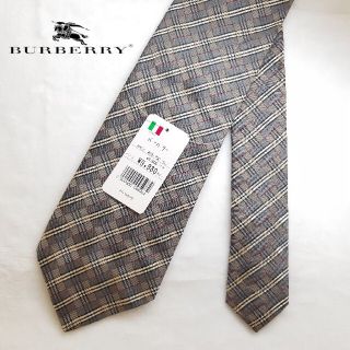 バーバリー(BURBERRY)の【新品/タグ付】BURBERRY LONDON チェック 総柄 ネクタイ グレー(ネクタイ)