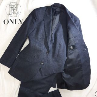 【美品】ONLY 3P 千鳥柄 セットアップ スーツ ネイビー S(セットアップ)