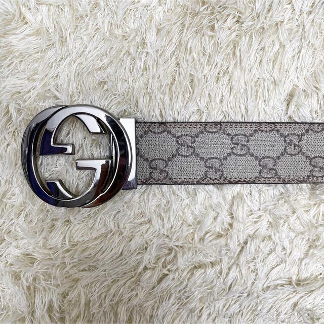 美品☆GUCCI ベルト バックル GGスプリーム インターロッキング レザー