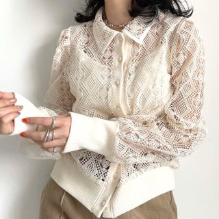 アメリヴィンテージ(Ameri VINTAGE)のAmeri VINTAGE♡LACE POLO SHIRT(シャツ/ブラウス(長袖/七分))