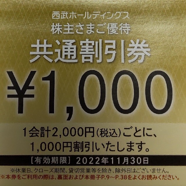 西武ホールディングス　共通割引券　１０枚