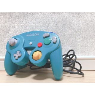 ニンテンドーゲームキューブ(ニンテンドーゲームキューブ)のゲームコントローラー エメラルド 中期型 Nintendo 動作確認済(その他)