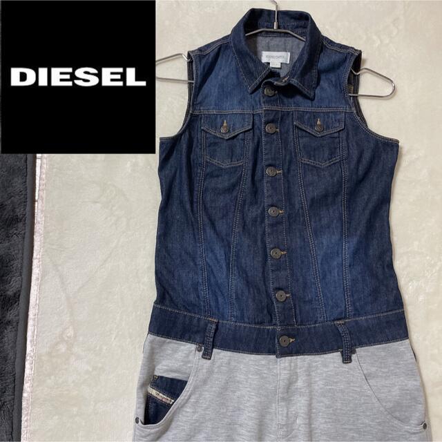 DIESEL(ディーゼル)のDIESEL ディーゼル　レディース　オールインワン　デニム×スエット レディースのパンツ(オールインワン)の商品写真