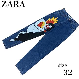 ザラ(ZARA)の【レア】 ザラ ZARA 個性的 デニムパンツ デザイン アート 32(デニム/ジーンズ)