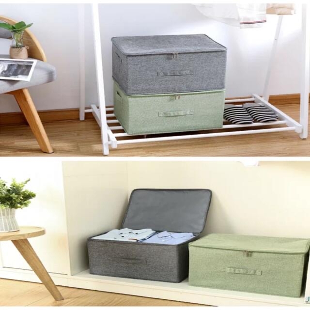 収納ボックスグレー2個、グリーン2個　半袖ピンク インテリア/住まい/日用品の収納家具(ケース/ボックス)の商品写真