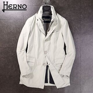 ヘルノ(HERNO)の2-DE052　ヘルノ　新品タグ付きインナー付きフロント着脱可ライトグレーコート(ミリタリージャケット)