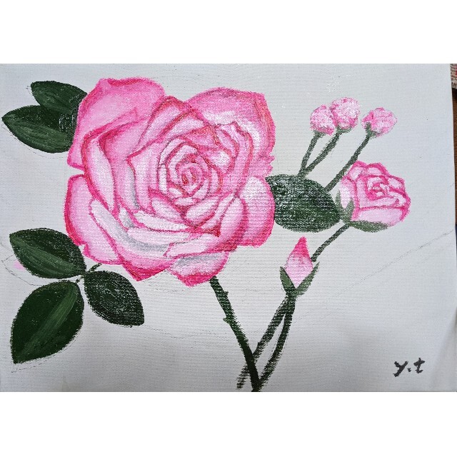 日本限定 値下げ交渉あり。超美品！オペラピンクの薔薇の花 油彩画