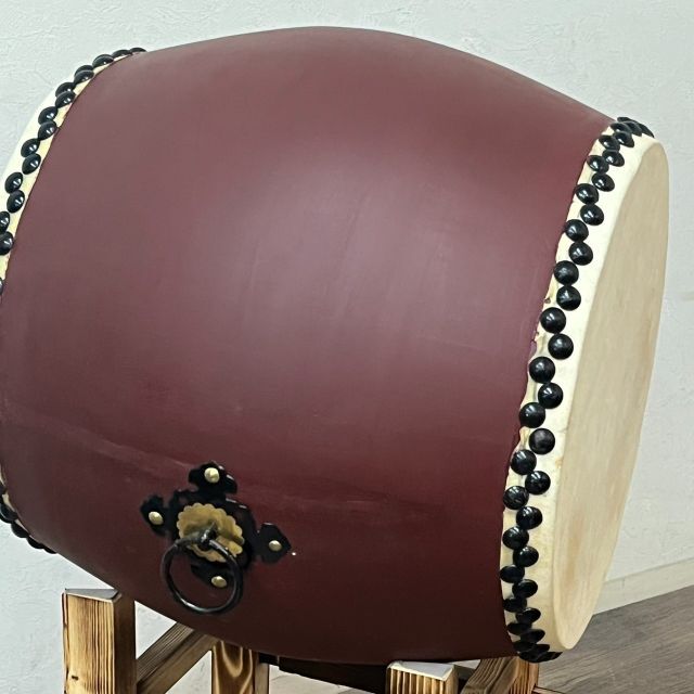 【新品・未使用】 牛革 和太鼓 1.2尺・バチ付き・台付き 祭り