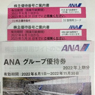 エーエヌエー(ゼンニッポンクウユ)(ANA(全日本空輸))の【2023年5月31日まで有効】ANA株主優待番号ご案内書　2枚セット(その他)