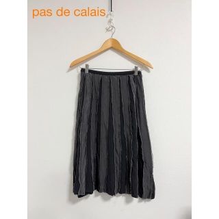 パドカレ(pas de calais)のpas de calais☆フレアスカート38☆ストライプ☆ユーズド加工☆新品(ロングスカート)