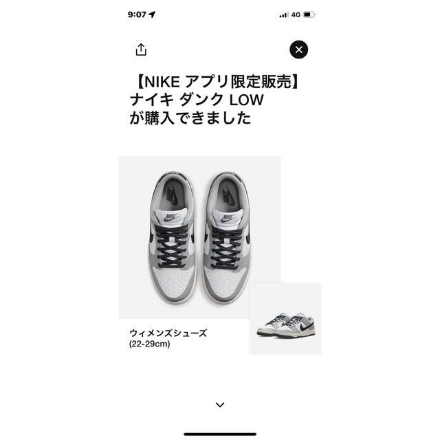 NIKEアプリ限定発売　ナイキダンクLOW