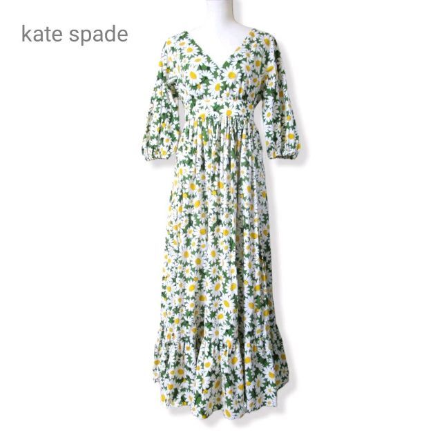 ワンピースケイトスペード kate spade ワンピース 花柄 グリーン 総柄 