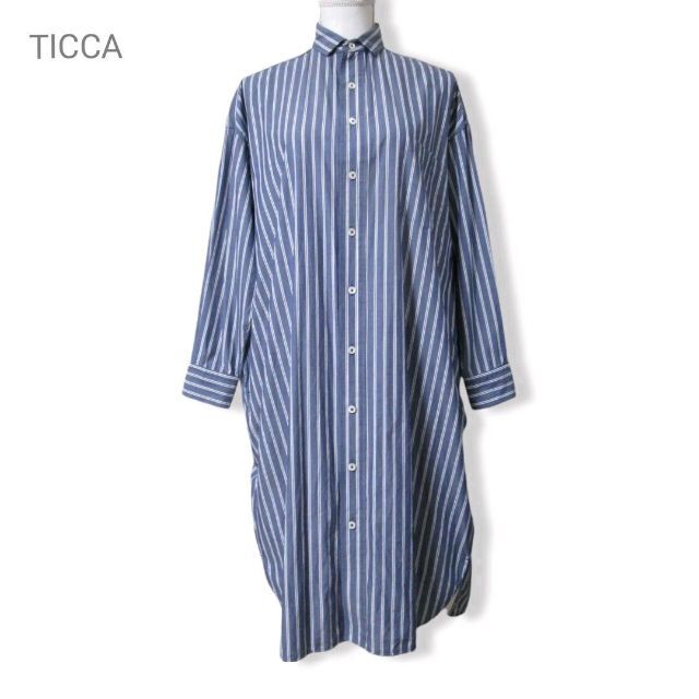 美品 TICCA ティッカ スクエアビッグロングシャツワンピース