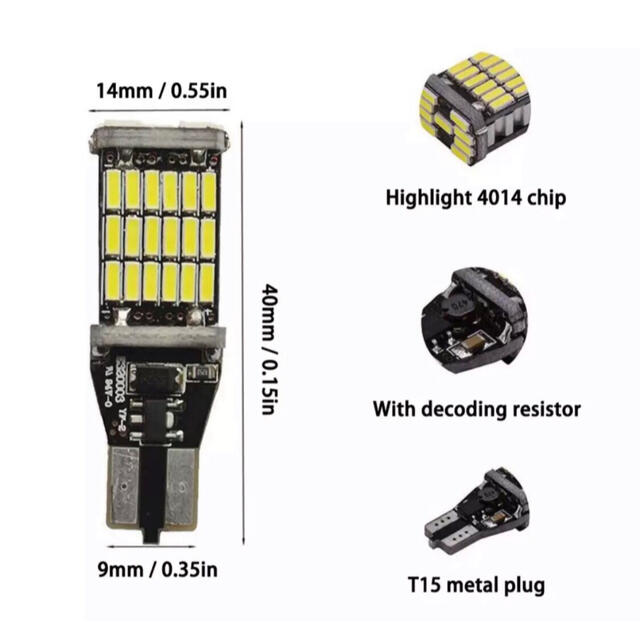 爆光led  バックライト　ポジション　LED T10 T16 4個 自動車/バイクの自動車(車外アクセサリ)の商品写真