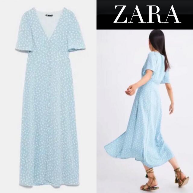 ZARA ブーケ柄プリント地ワンピース | フリマアプリ ラクマ