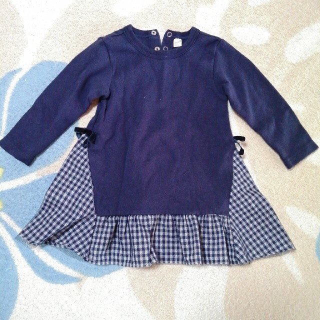 90　apres les cours 長袖チュニックワンピース キッズ/ベビー/マタニティのキッズ服女の子用(90cm~)(Tシャツ/カットソー)の商品写真