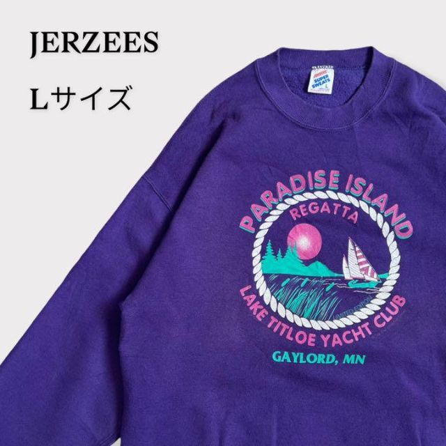 ジャージーズ　USA製　スウェット　プリント　紫　80s Lサイズ