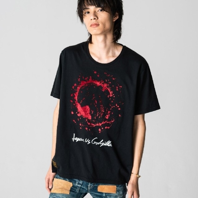 glamb ゴジラ 半袖 Tシャツ ブラック グラム Godzilla 男性L