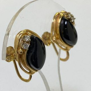 14金 黒珊瑚イヤリング 4.9g さんご 海外製 サンゴ 14KT