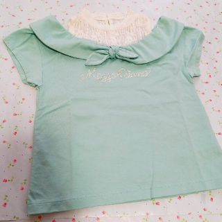 メゾピアノ(mezzo piano)のメゾピアノ　レイヤード風レース肩開きTシャツ120(Tシャツ/カットソー)