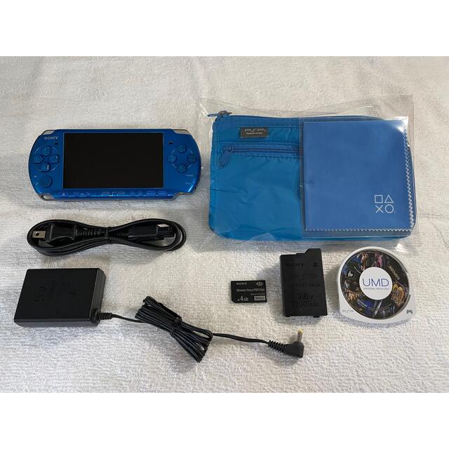 PlayStation Portable(プレイステーションポータブル)のPSP-3000 (PSPJ-30011) バリューパック バイブラントブルー エンタメ/ホビーのゲームソフト/ゲーム機本体(携帯用ゲーム機本体)の商品写真