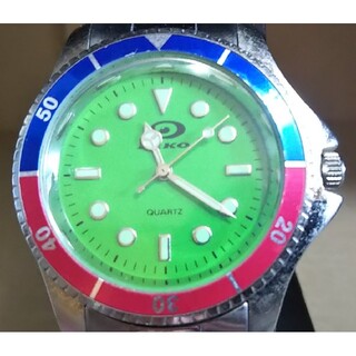 ピコ(PIKO)の電池新品 PIKO ピコ クォーツ 腕時計 メンズ グリーン シルバー(腕時計(アナログ))