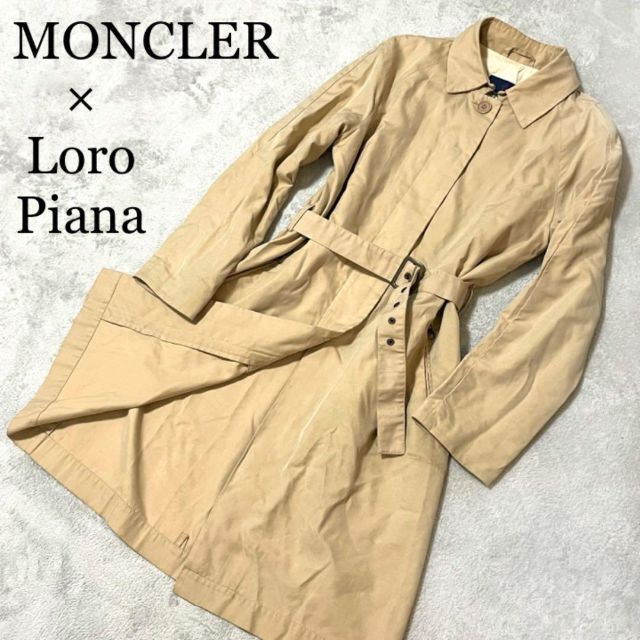 MONCLER(モンクレール)のMONCLER ロロピアーナ生地　薄手コットン　ステンカラーコート　ベージュ レディースのジャケット/アウター(スプリングコート)の商品写真