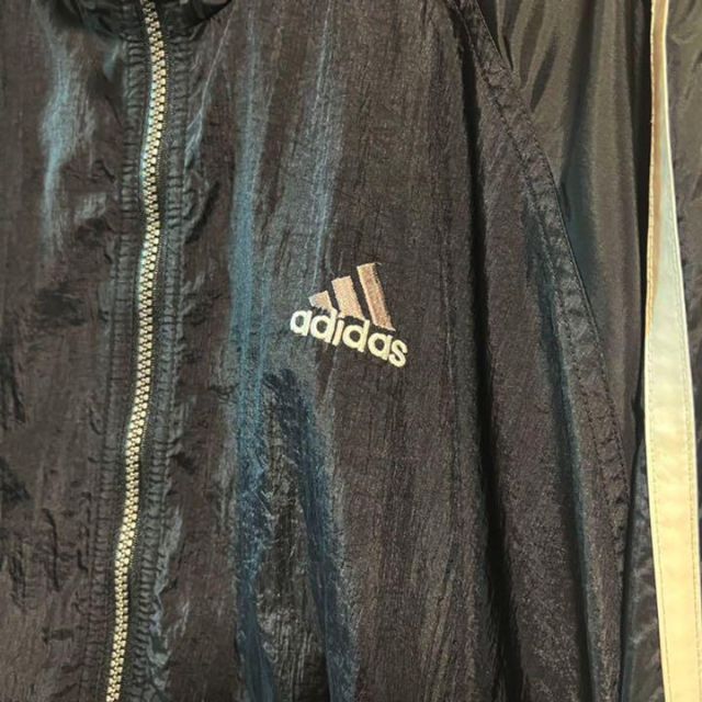 adidas - 90s adidas ナイロンジャケット 袖ライン 黒 オーバーサイズ