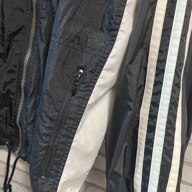 adidas - 90s adidas ナイロンジャケット 袖ライン 黒 オーバーサイズ