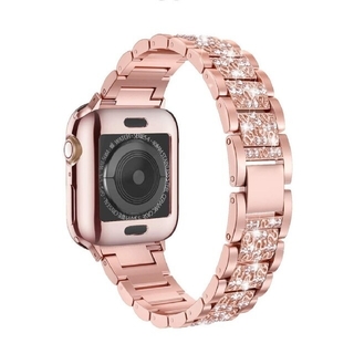 アップル(Apple)のAppleWatch用ダイヤモンド3ビーズステンレススチールバンドストラップ(腕時計)