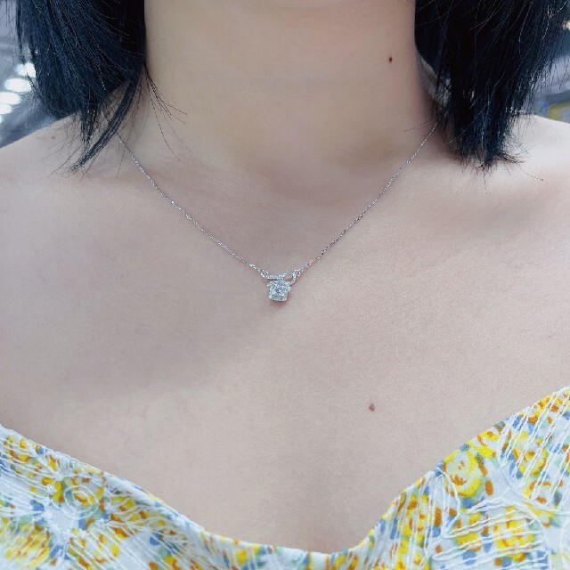 リボンモチーフ 天然ダイヤモンドネックレスk18の通販 by 天然