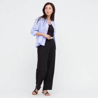 ユニクロ(UNIQLO)の★UNIQLO〜コットンストライプ スタンドカラーシャツ Blue Sサイズ(シャツ/ブラウス(長袖/七分))