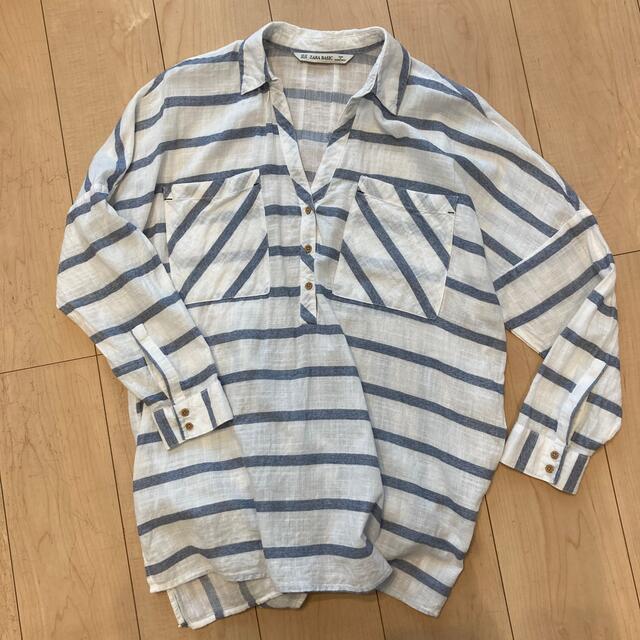 ZARA(ザラ)のZARA 綿100% ストライプ　シャツ レディースのトップス(シャツ/ブラウス(長袖/七分))の商品写真