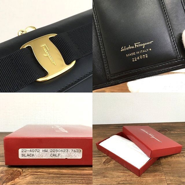 Salvatore Ferragamo(サルヴァトーレフェラガモ)の美品 Salvatore Ferragamo 長財布 ブラック ヴァラ 19 レディースのファッション小物(財布)の商品写真