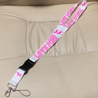 ヴィクトリアズシークレット(Victoria's Secret)の新品未使用 Victoria's secret PINK ネックストラップ 白(ネックストラップ)