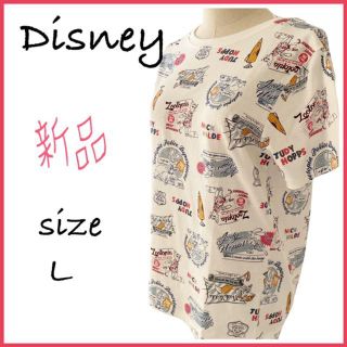 ディズニー(Disney)の■新品■希少ディズニーDisney 可愛いプリント柄 半袖トップス  カットソー(Tシャツ(長袖/七分))