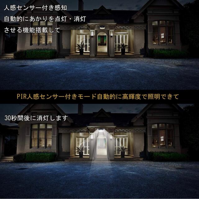 2個 212LED人感センサー 太陽光発電 自動点灯 ３つ感知モード  4面発光 インテリア/住まい/日用品のライト/照明/LED(蛍光灯/電球)の商品写真