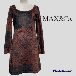 マックスアンドコー(Max & Co.)のMAX＆Co ベロアワンピース 美品 xs～ssize相当(ひざ丈ワンピース)