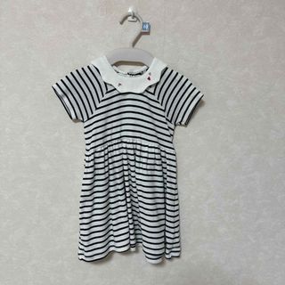 プチバトー(PETIT BATEAU)のプチバトー　ミニマリニエール80サイズ　襟付きボーダーワンピース(ワンピース)