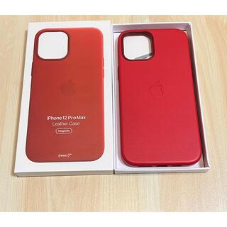 アップル　iPhone12Pro Maxレザーケース　純正品新品レッド(iPhoneケース)